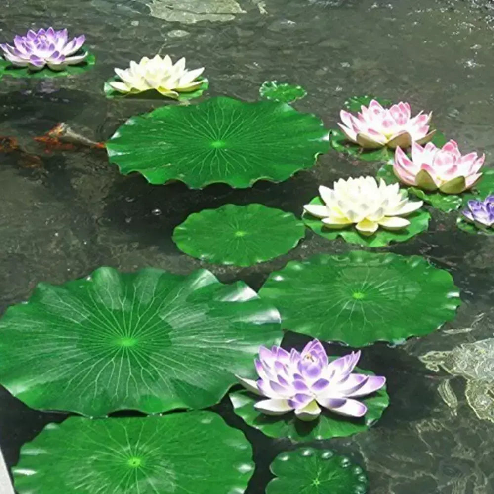 Lifelike Floating Lotus Artificial Flower Decoration, Water Lily, Micro Paisagem para Casamento, Lagoa, Jardim, Decoração de Plantas Falsas, 10pcs