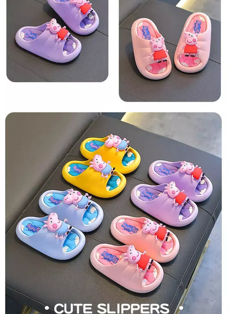 Peppa Pig Sandálias femininas de verão 2025 Novo estilo antiderrapante chinelos de banho internos para crianças em casa