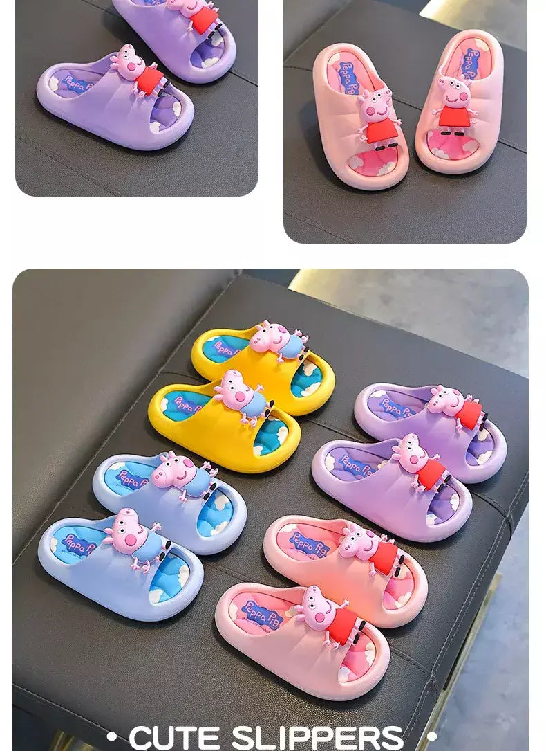 Peppa Pig Sandálias femininas de verão 2025 Novo estilo antiderrapante chinelos de banho internos para crianças em casa