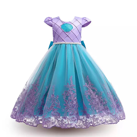 Meninas escala roxa princesa sereia ariel cosplay vestido de halloween vestido de festa de aniversário meninas verão praia vestido de férias