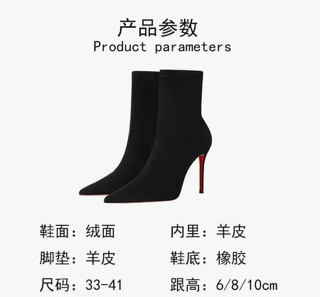 Botas de tornozelo femininas de inverno vermelho brilhante bottoms meias de malha botas outono 2025 nova moda botas de estiramento sexy feminino salto alto fem