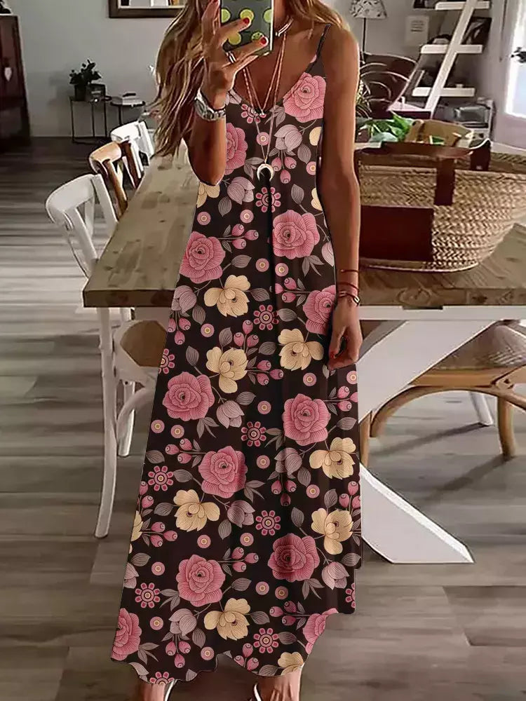 Vestido de cabeçada com estampa floral elegante feminino, casual roupas de praia, plus size, férias, Havaí, novo, 2024