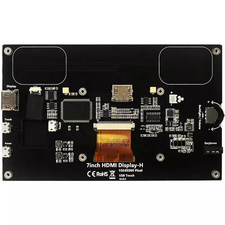 7 Polegada display portátil ips lcd tela de toque capacitivo 1024x600 monitor alto-falantes opcionais para raspberry pi 5 4b 3b + computador portátil