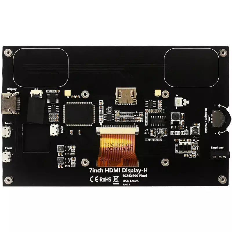 7 Polegada display portátil ips lcd tela de toque capacitivo 1024x600 monitor alto-falantes opcionais para raspberry pi 5 4b 3b + computador portátil