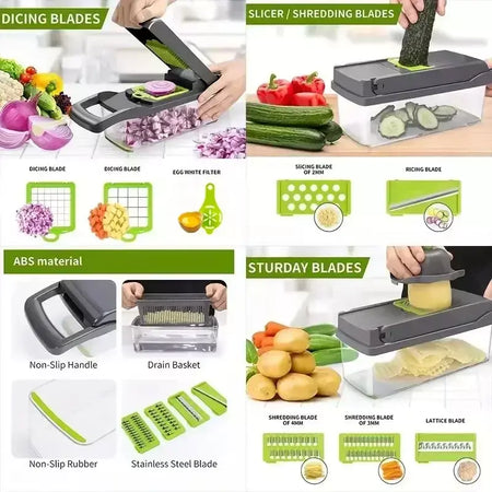 Cortador de vegetais multifuncional, ferramenta de cozinha, picador de alimentos 5 em 1 para tomate, cenoura, queijo, cebola, fatiador portátil, ralador