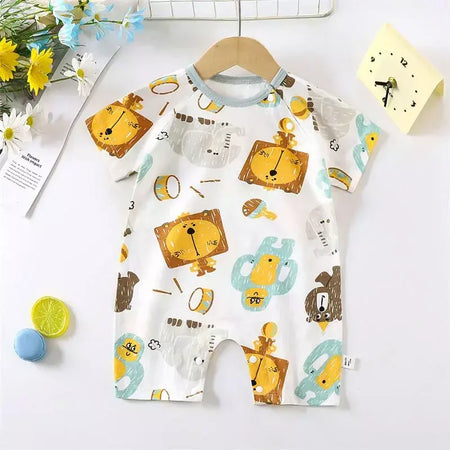 Bonito dos desenhos animados do bebê macacão verão de manga curta algodão fino recém-nascido roupas infantis bodysuit meninos meninas rastejando roupas macacão