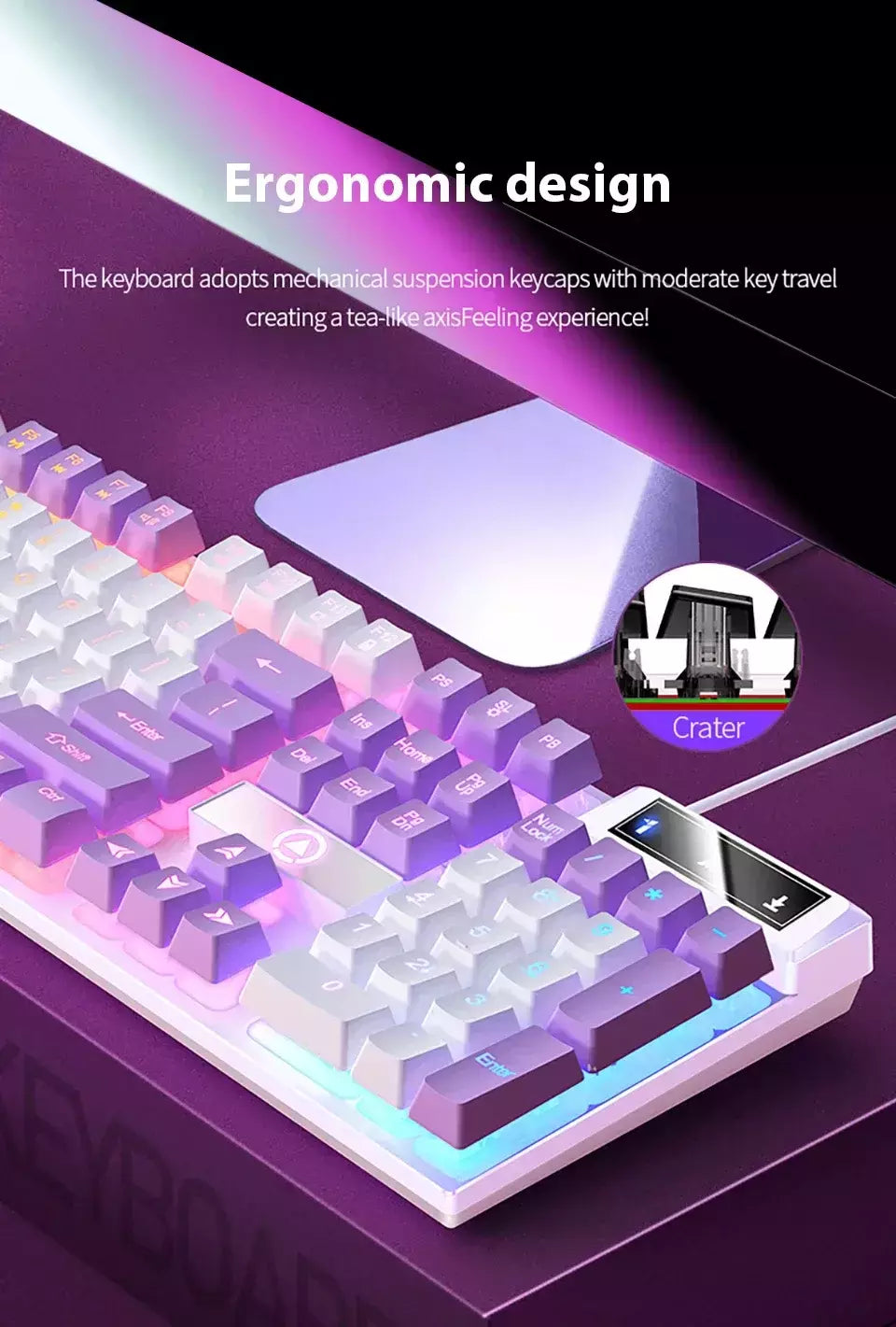 K500 teclado para jogos com fio sensação mecânica laptop desktops pc computador acessórios de escritório 104 teclas teclados com luz de fundo rgb