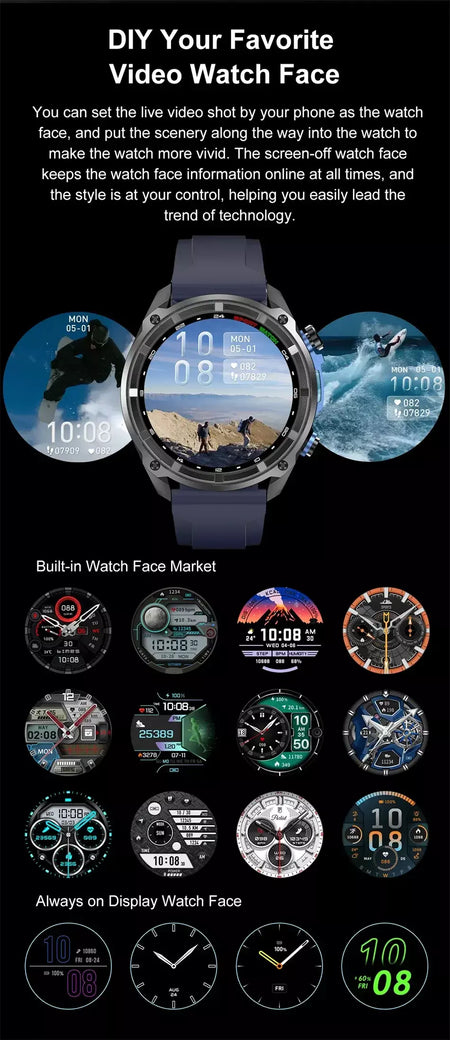 Xiaomi gps relógio inteligente com mapas offline 4gb de memória player vídeo militar esportes smartwatch masculino 30m natação à prova dwaterproof água amoled
