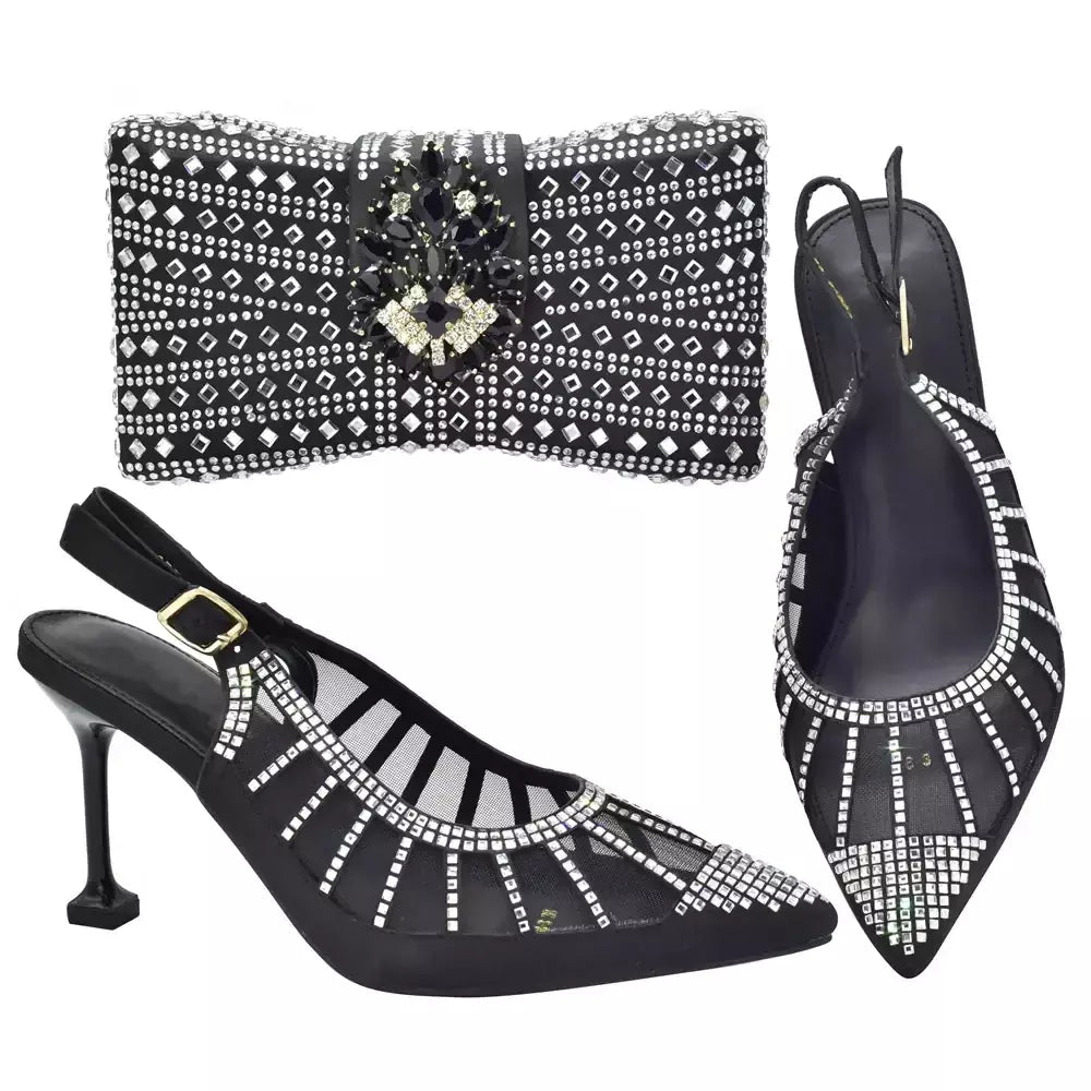 Sapato italiano e saco conjunto para mulheres, sapatos nigerianos, bolsa de correspondência para festa de casamento real, sapatos de luxo, moda mais recente