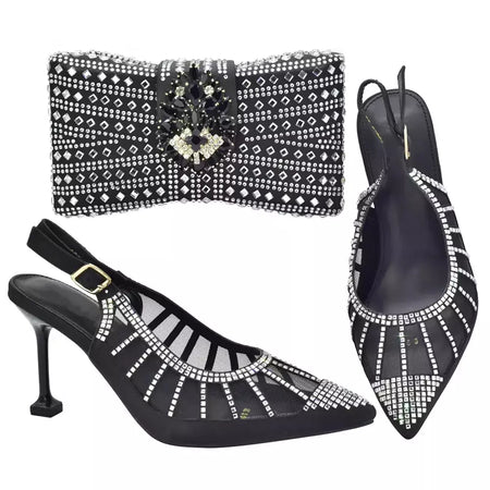 Sapato italiano e saco conjunto para mulheres, sapatos nigerianos, bolsa de correspondência para festa de casamento real, sapatos de luxo, moda mais recente