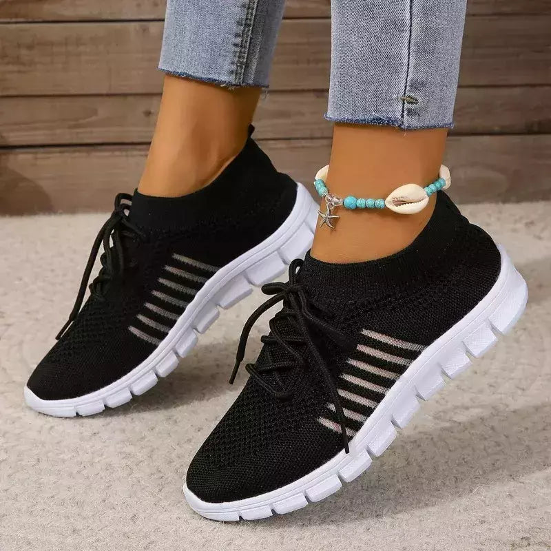 Tênis casual feminino, confortável e respirável, sapato de plataforma versátil com cordões, moda verão, 2024