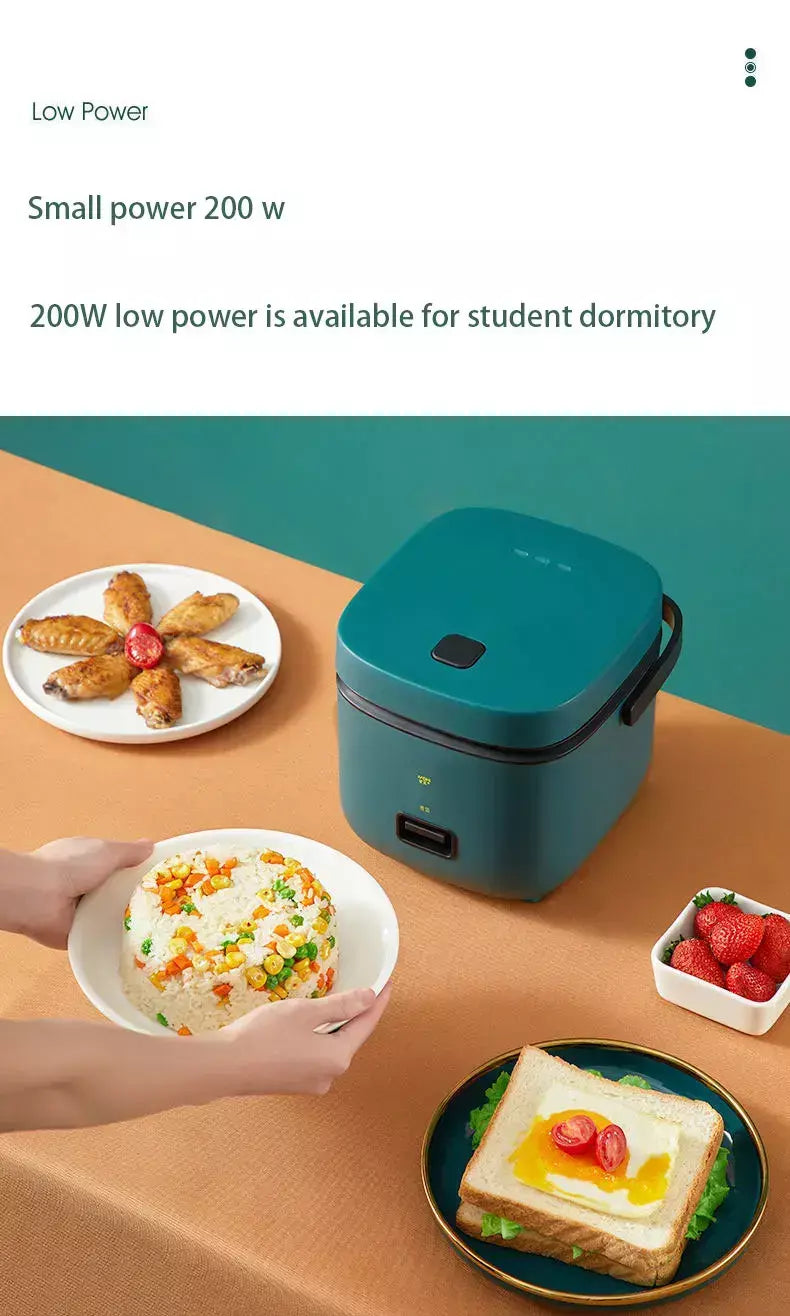 Mini panela de arroz automática, cozinha doméstica, máquina de cozinhar elétrica, 1-2 pessoas, aquecedor de alimentos, vaporizador, 1,2l, panela de arroz pequena
