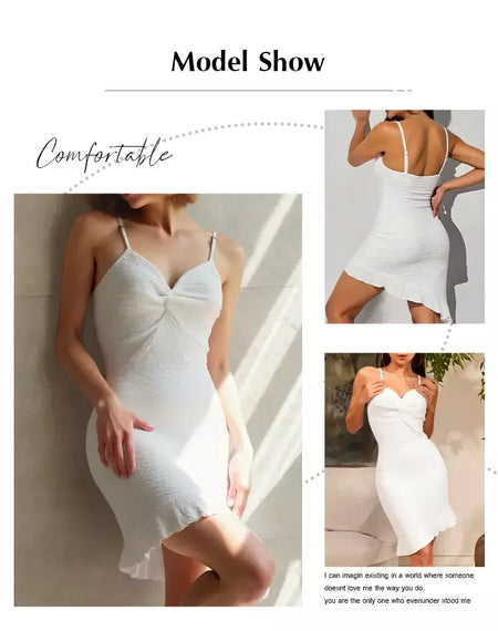 Vestidos mulher verão casual sólido sexy vestido branco babado sem mangas querida pescoço mini cami vestidos para mulher tamanho grande