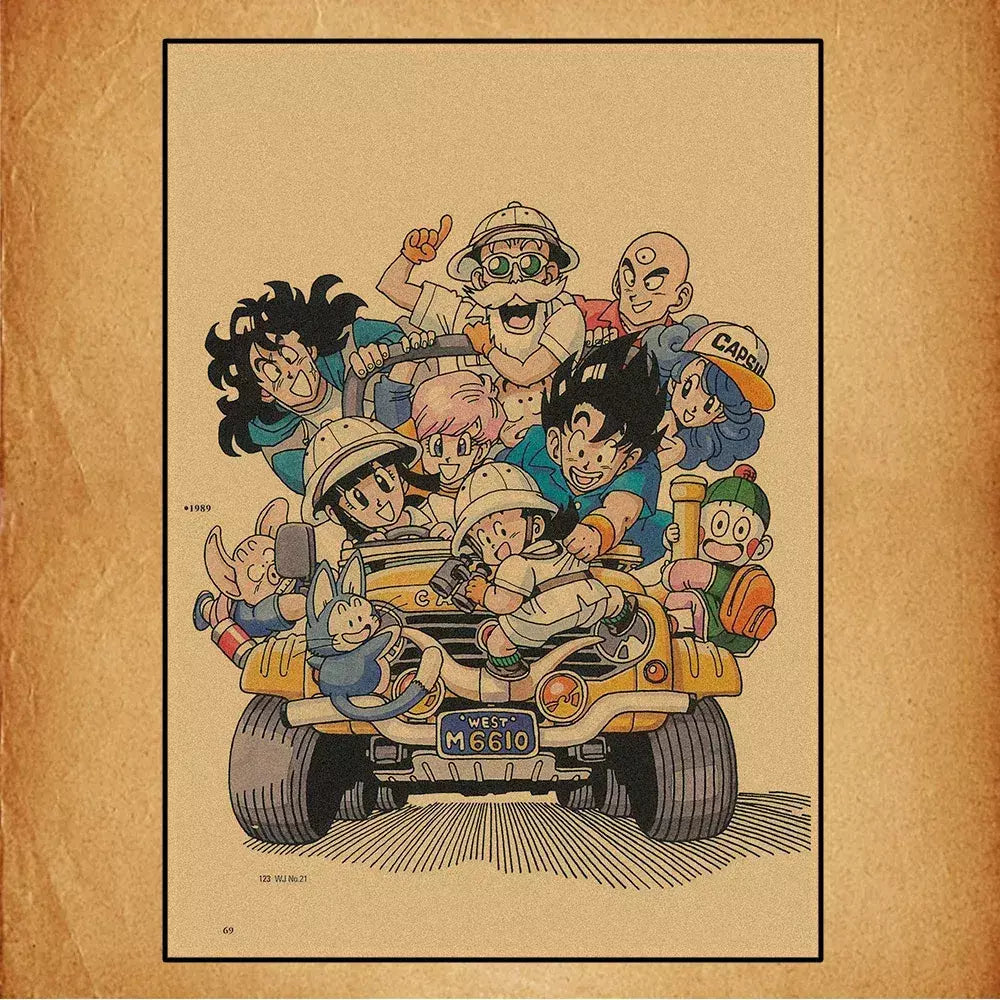 Japonês em torno do anime retro dragon ball cartaz goku gohan vegeta piccolo friza pintura em tela impressão arte da parede presente das crianças