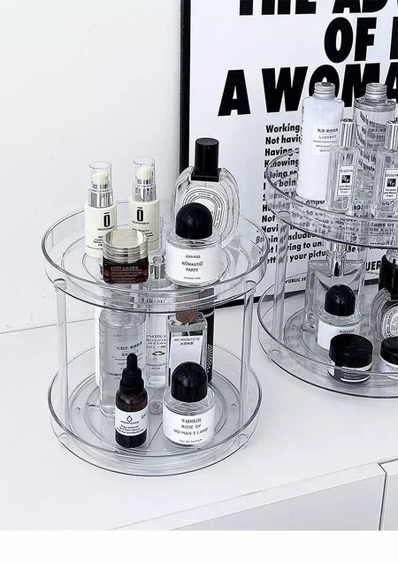 360 ° Rack giratório para cosméticos, prateleira para banheiro, grande capacidade, perfume, aromaterapia, cuidados com a pele, organizador de armazenamento de produtos