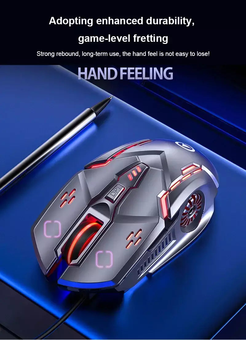 G5 mouse para jogos com fio, luz de fundo colorida, 6 botões, silencioso, 4 velocidades, 3200 dpi, rgb, mouse para jogos, computador, laptop