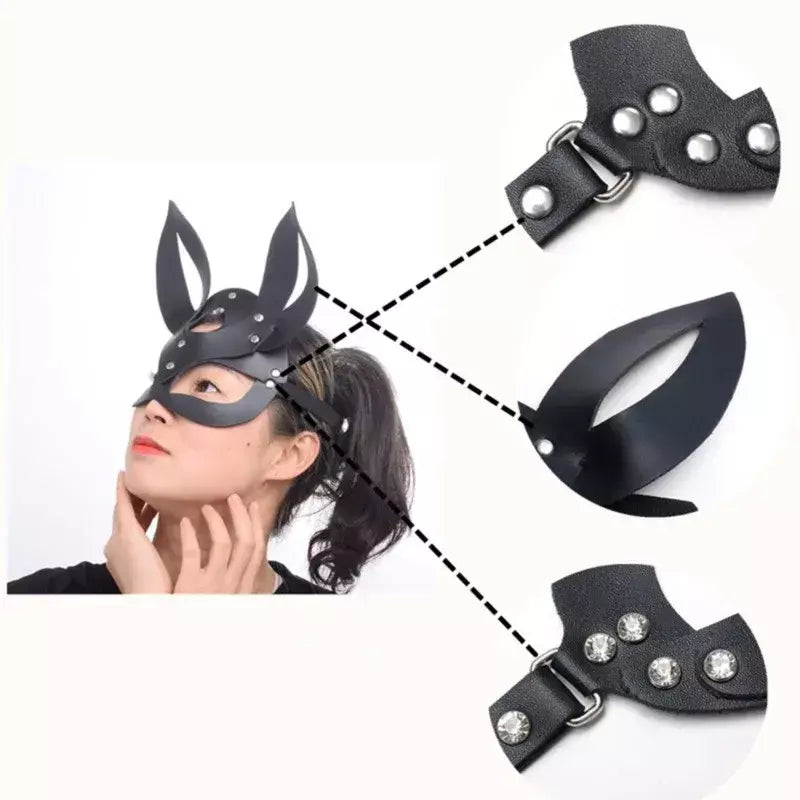Meia face gato cosplay máscara de couro feminino olho cosplay festa de halloween pu meia máscara facial adulto suprimentos de jogo adulto jogo