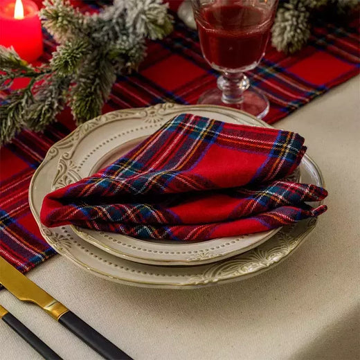 Classic Scottish Tartan Plaid Cloth Guardanapos, casa, hotel, decoração de mesa de jantar, Natal, 40x40cm, 4pcs por conjunto, 2023