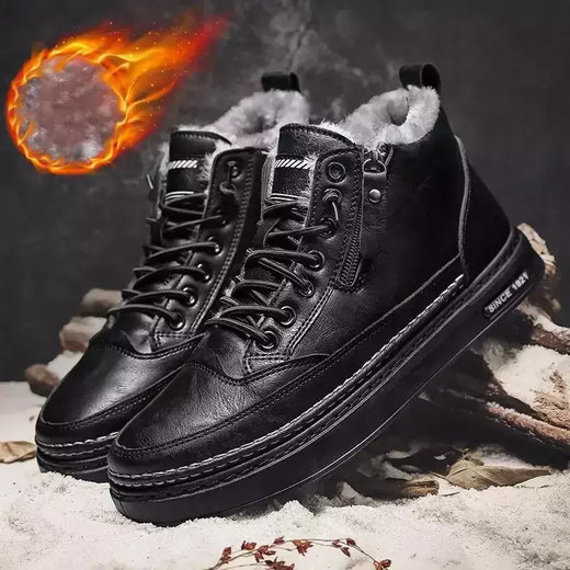 Bota de tornozelo de couro alta masculina, tênis masculino, algodão, negócio, casual, ao ar livre, moda, inverno