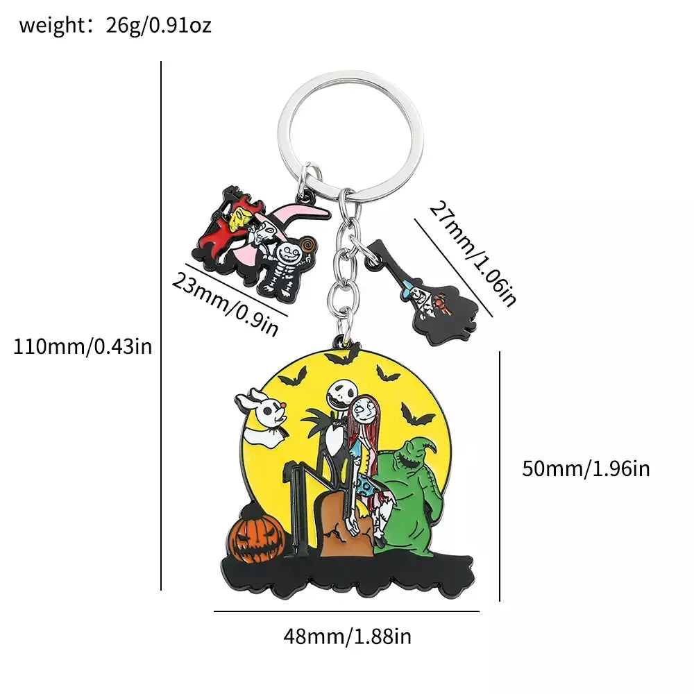 O pesadelo antes do natal chaveiro sally jack skellington halloween chaveiros porta-chaves do carro para casal jóias presentes