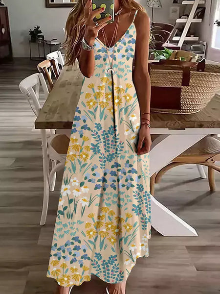 Vestido de cabeçada com estampa floral elegante feminino, casual roupas de praia, plus size, férias, Havaí, novo, 2024