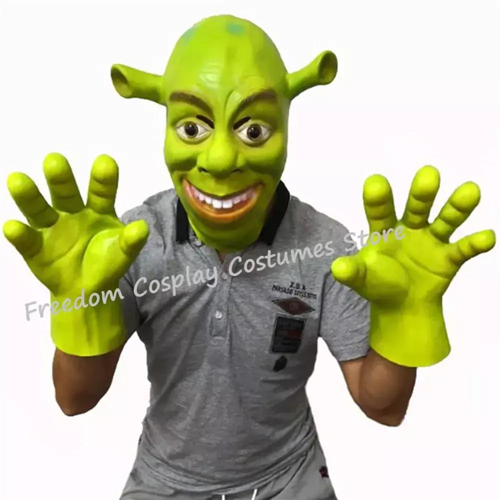 Filme monstro shrek cosplay trajes máscara shrek topo colete calças para homens desempenho role play halloween carnaval festa roupas