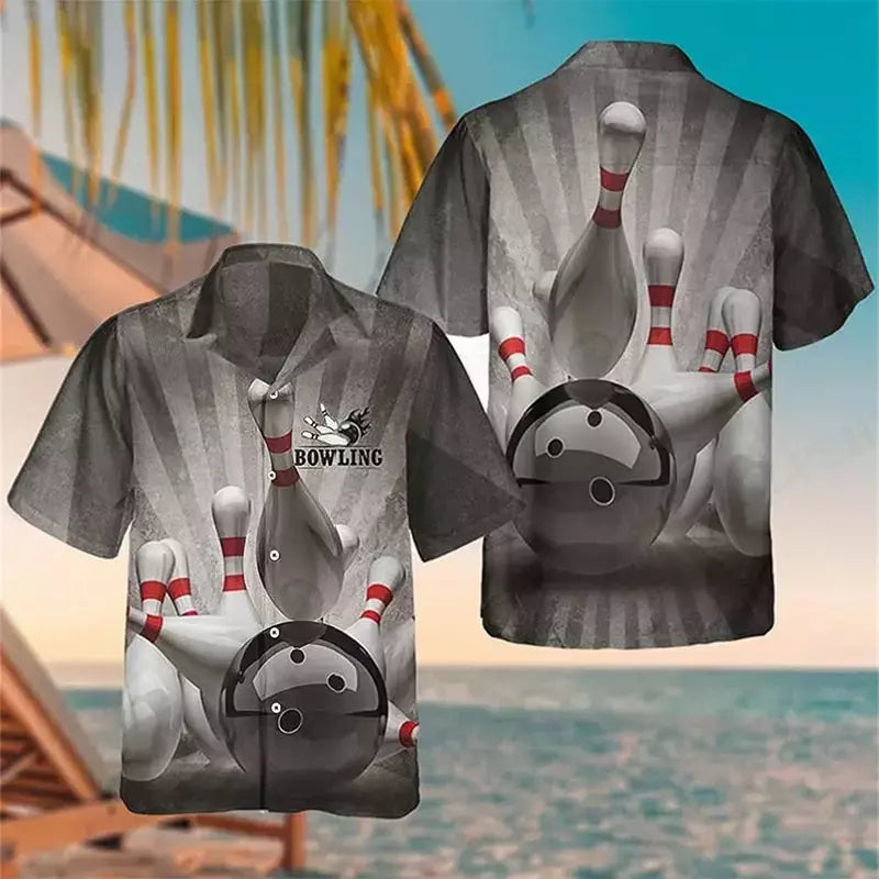 Camisa havaiana com estampa 3D masculina papagaio, blusa de praia casual manga curta, camisa lapela vocacional, moda menino