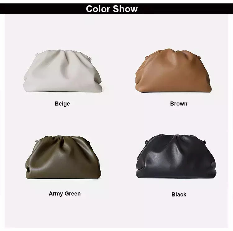 Saco de Nuvem de Couro Genuíno para Mulheres, Couro Macio, Ombro Crossbody Bags, Alta Qualidade, Embreagens Femininas Noite, Senhoras, 2023