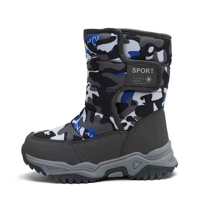 2023 inverno crianças sapatos de pelúcia tecido impermeável antiderrapante sapatos da menina sola de borracha botas de neve moda quente botas ao ar livre