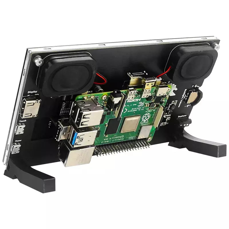 7 Polegada display portátil ips lcd tela de toque capacitivo 1024x600 monitor alto-falantes opcionais para raspberry pi 5 4b 3b + computador portátil