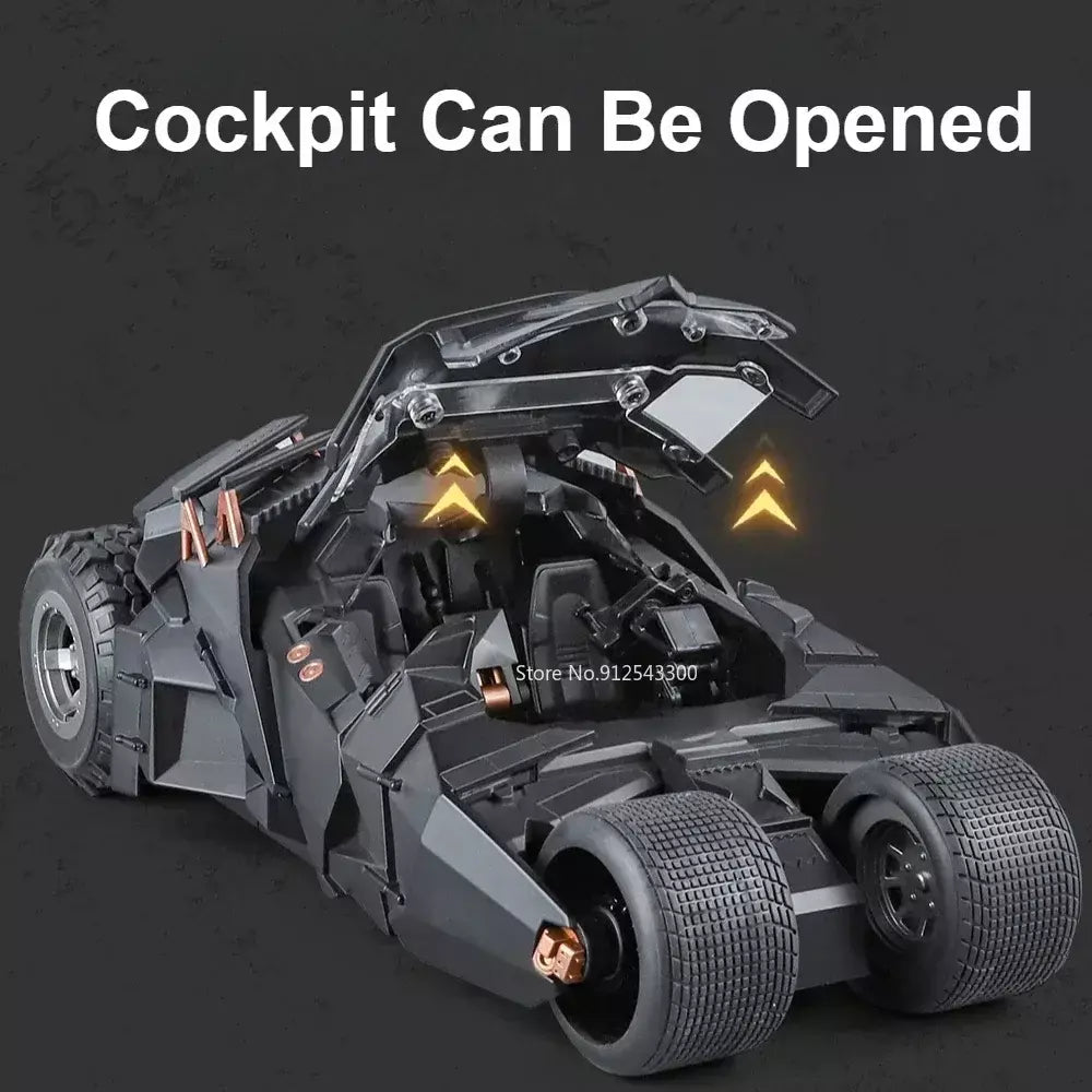 Grande escala 1:18 batmobile modelo de carro brinquedo o cavaleiro das trevas trilogia som luz deslizante spray liga veículos modelos ornamentos presentes