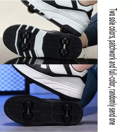 Sapatos de rolo de quatro rodas meninos meninas sapatos de caminhada casuais esportes ao ar livre slide e psiquiatra estudantes da escola polias sapatos tênis