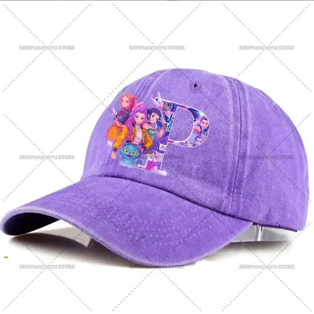 Kpop demônio caçador chapéu carta A-Z boné de beisebol para mulheres verão ajustável chapéu de sol anime bonito retro sunbonnet adulto chapelaria presente