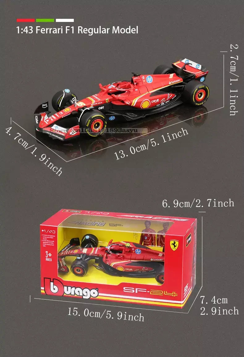 Bburago 1:43 2024 2023 F1 Scuderia Ferrari SF24 SF23 # 16 lecler # 55 sainz jr liga carro de luxo fundido modelo de carro série de brinquedos