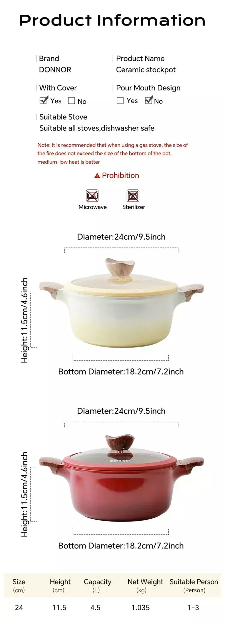 Donnor cerâmica não revestida antiaderente pan 0 panela de sopa de flúor frigideira fogão de indução pote universal cozinha cozinhar ferramentas