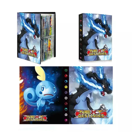 Álbum de cartões 4/9 protetor 240/540 pçs cartão livro mapa carta titular pasta dos desenhos animados charizard mewtwo vmax gx cartões coleção pasta