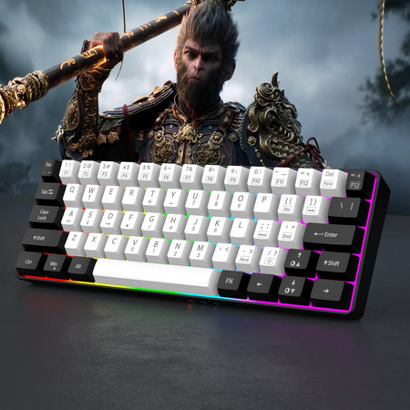 RGB Backlight Wired Mini Teclado Gaming, Ultra Compacto, Impermeável, Pequeno Compacto, 61 Teclas, Fit para PC, Mac Gamers, 60%