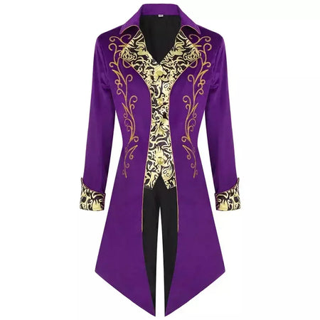 Outono novo roxo masculino luxo jacquard smoking, retalhos impresso casacos, tamanho europeu preto masculino mardi gras vestido longo jaqueta.