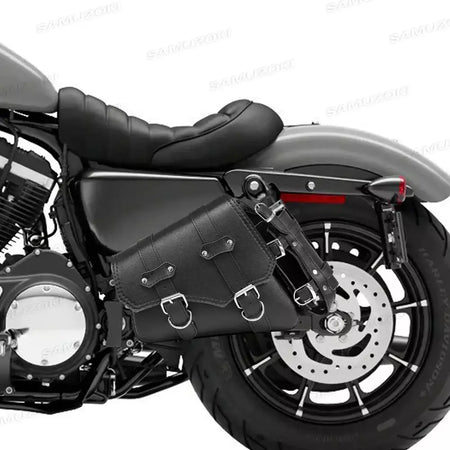 Bolsa de selim lateral de couro pu para motocicleta, adequada para harley sportster xl 883 1200 chopper cruiser cafe racer softail bobber