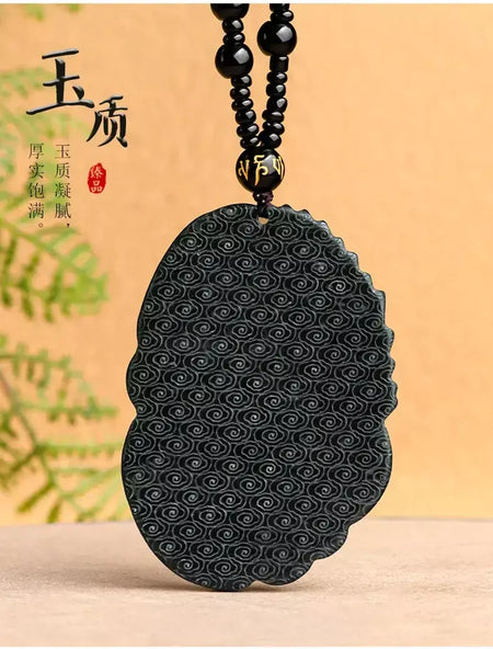 Velho hotan jade ciano pingente jadeite dragão rei marca zodíaco colar dominador masculino mão esculpida jóias presente high-end