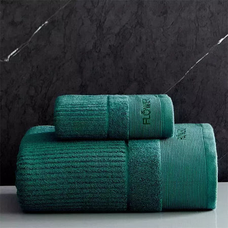 Conjunto de toalha de algodão egípcio para adultos, toalha de banho absorvente, cor sólida, bordado, toalha de rosto macio, espessado, 100%