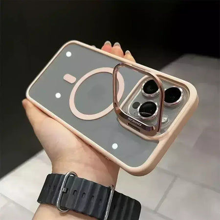 Luxo magnético à prova de choque caso telefone para iphone 16 15 14 13 12 11 17 pro max para magsafe funda suporte lente vidro protetor capa