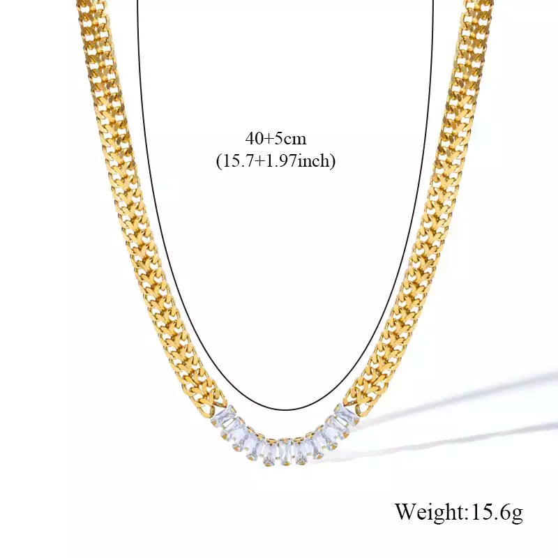 Eilieck 316l aço inoxidável metal charme corrente colar jóias de declaração 18k pvd banhado colar de pescoço corrente para mulher