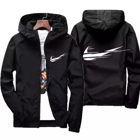 Jaqueta impermeável com capuz masculino, blusão, outwear masculino, streetwear casual, roupas da moda, primavera, outono, 2024