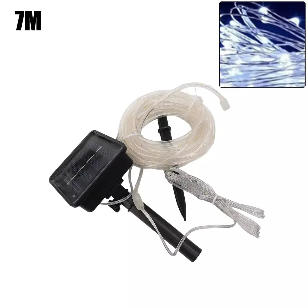 Led solar corda luz de tira corda 7m jardim iluminação rua guirlanda natal luzes fadas ao ar livre ip65 à prova dip65 água tubo lâmpada