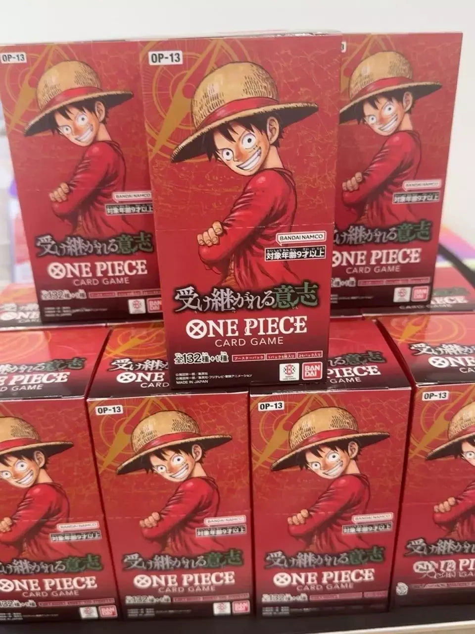 Uma peça tcg caixa de reforço de cartão de jogo japonês selado autêntico japonês OP01-OP13 série completa caixa de reforço cartões de coleção de jogo