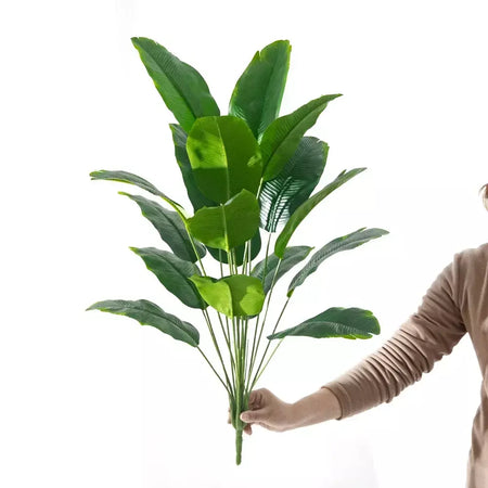 1pc plantas artificiais grande palmeira tropical falso plantas de banana folhas toque real plástico monstera para casa jardim festa decoração