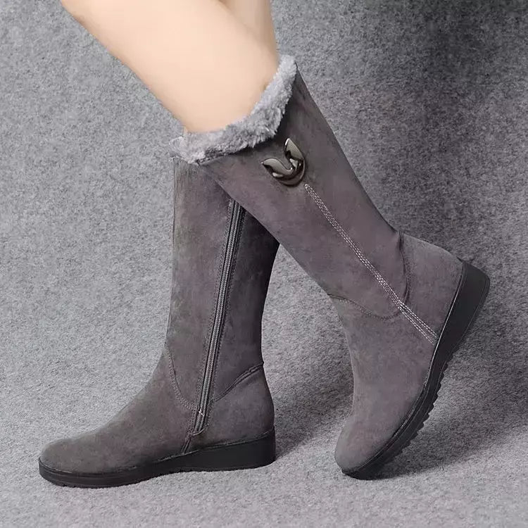 Botas de inverno de alta qualidade botas de inverno para mulheres 2022 botas de inverno para mulheres grossas meados de bezerro de pelúcia botas planas de neve zip moda botas de mujer