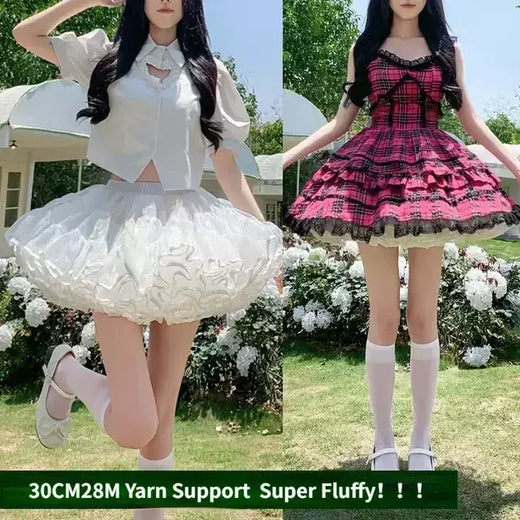 Anágua com babados multi-camadas para mulheres, saia bolha fofa, saia crinolina, sem aro, sem desossada Lolita Puffy Mini Skirt