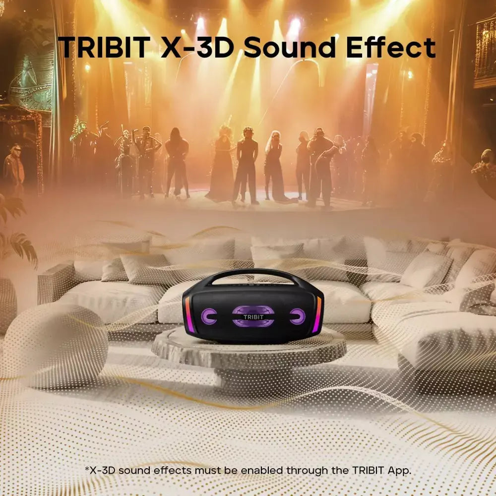 TRIBIT StormBox Blast 2 - Caixa de som Bluetooth potente, 200 W de potência com subwoofer, caixa de som grande, à prova d'água IP67, 30 h de reprodução, controle por aplicativo, LED RGB, para karaokê de festa